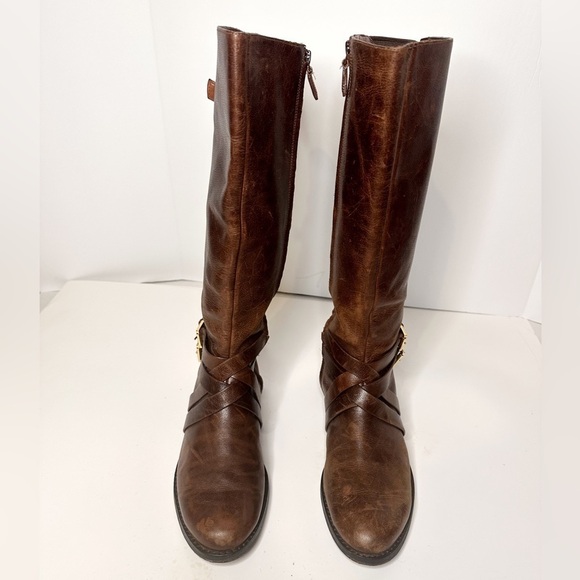COLE HAAN Brown leather knee high riding boots - Picture 4 of 12